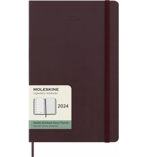 Moleskine Еженедельник Classic Weekly (2024), Large, бордовый