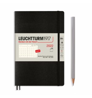 Leuchtturm1917 Ежемесячник-блокнот на 2022 год (на 16 месяцев) Soft Cover Black B6+