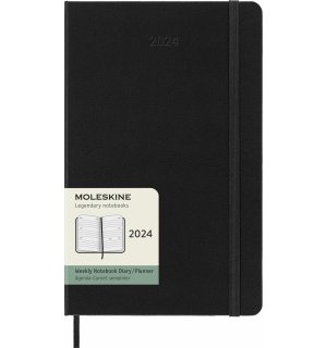 Еженедельник Moleskine Classic Weekly (горизонтальный, 2024), Large, черный