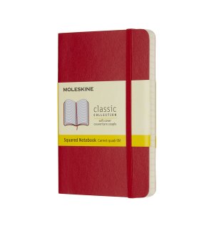 Записная книжка Moleskine Classic Soft (в клетку), Pocket, красная