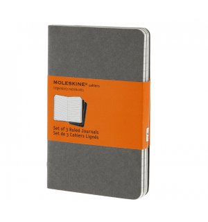 Записная книжка Moleskine Cahier (в линейку, 3 шт.), Pocket, серая