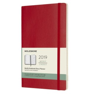 Moleskine Еженедельник Classic Soft WKNT (2019), Large, красный