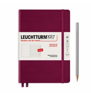 Leuchtturm1917 Еженедельник-блокнот на 2022 год, неделя на странице, Port Red винный Medium