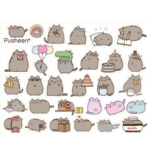 Котейка Pusheen (Pusheen). Лист виниловых наклеек А4