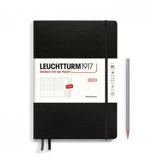 Leuchtturm1917 Еженедельник на 2023 год, Composition неделя на развороте (вертикальный) Black (черный) B5