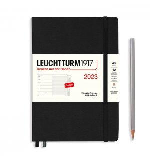 Leuchtturm1917 Еженедельник-блокнот на 2023 год, неделя на странице, Black (черный) А5 Medium