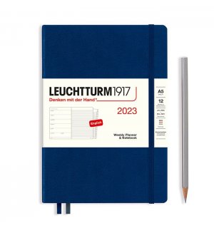 Leuchtturm1917 Еженедельник-блокнот на 2023 год, неделя на странице, Navy (темно-синий) А5 Medium