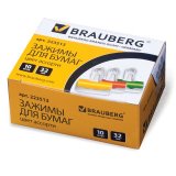 BRAUBERG Зажимы-бульдоги для бумаг, комплект 10 шт., 32 мм, на 80 л., картонная коробка