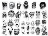 Skull Art 01. Лист виниловых наклеек А4