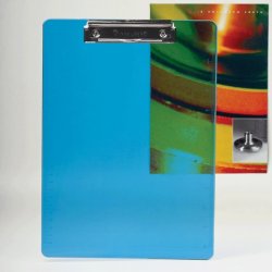 BRAUBERG Доска-планшет &quot;Energy&quot;, с верхним прижимом, А4, пластик, 2 мм, синяя